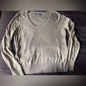 Jennifer Lopez Cream Crew Neck Sweater